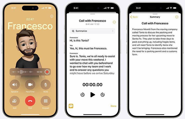 Apple Intelligence giúp tóm tắt và ghi chú lại nội dung cuộc gọi bạn vừa thực hiện.