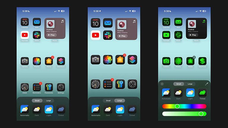 Thay đổi kích thước icon và đổi màu với iOS 18